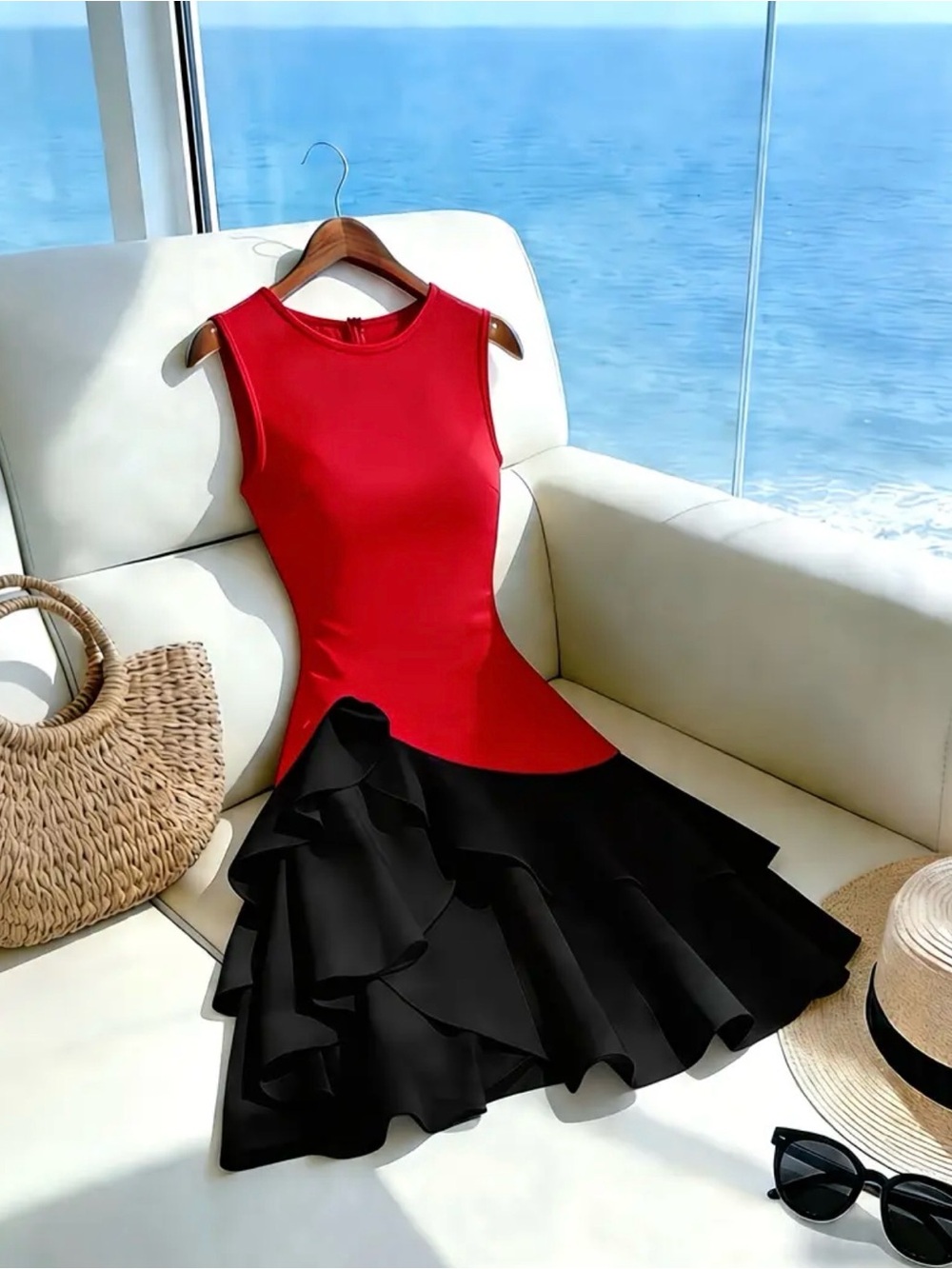 NWT Red and Black Asymmetrical Dress